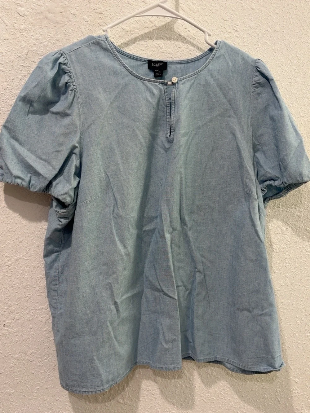 J. Crew Pale Blue Short Sleeve Denim Tee